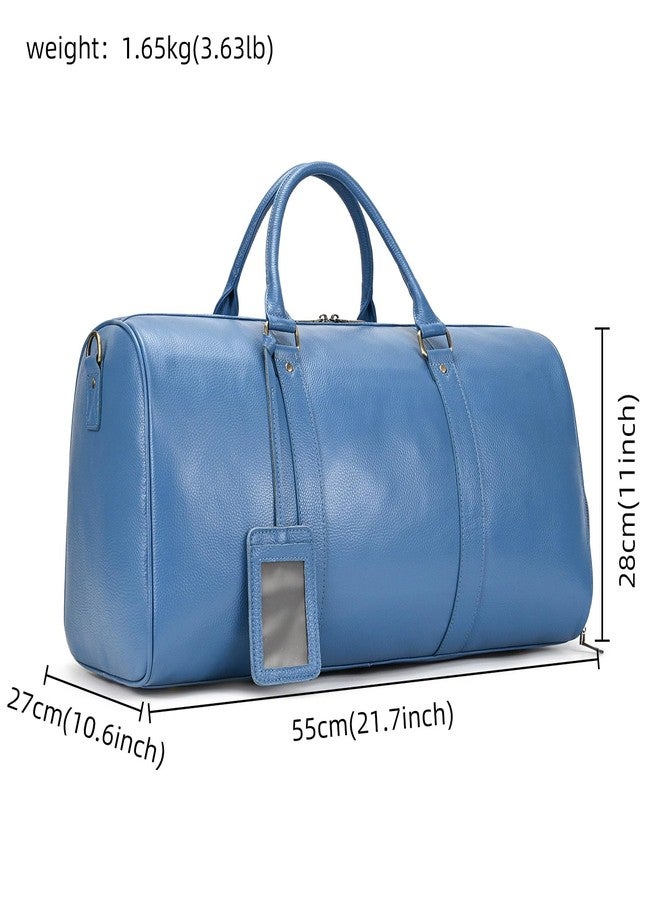 SAIION Genuine Leather Travel Duffel Bags for Men and Women Leather Overnight Weekend Bags Sports Gym Duffle, 9423 Blue - Image 2